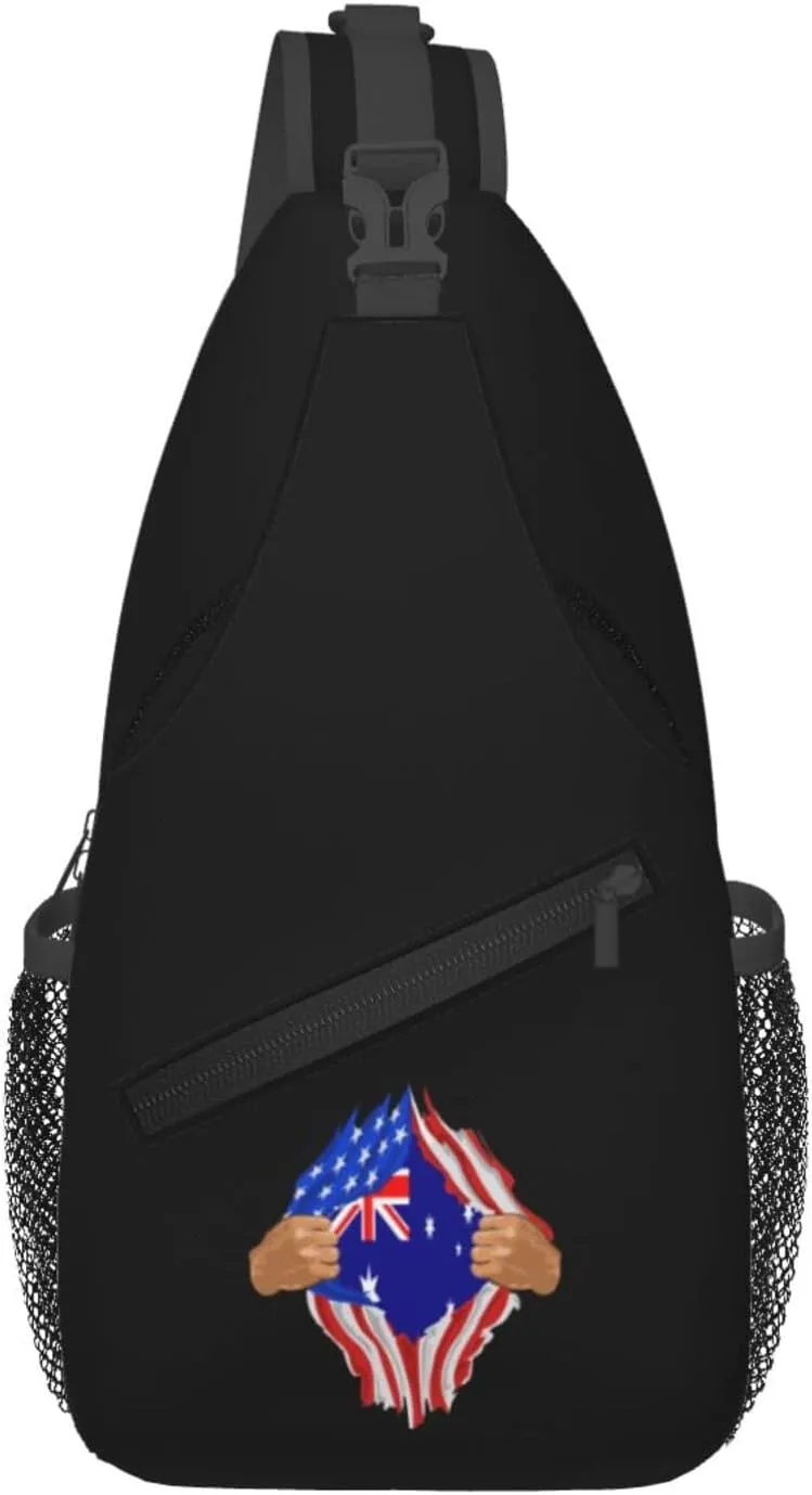 Hand Tear Flag Of Australia Crossbody Bags For Women Men Chest Backpack Gym Shoulder Bag Travel Outdoor Sports Casual Crossbody Bags