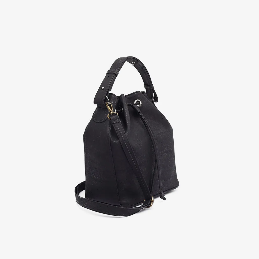 HandBag with Strap in Black Cork