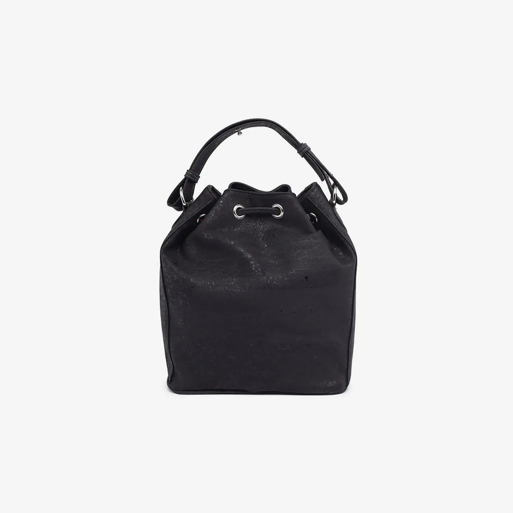 HandBag with Strap in Black Cork