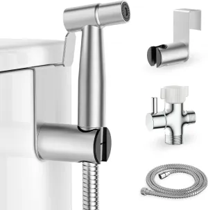 Handheld Bidet Sprayer for Toilet, Stainless Steel Handheld Jet Spray Bidet Kit with 47 inch Hose, Muslim Shower Faucet Sprayer, Bathroom Wall or Toilet Mounting, 1 Spray Mode