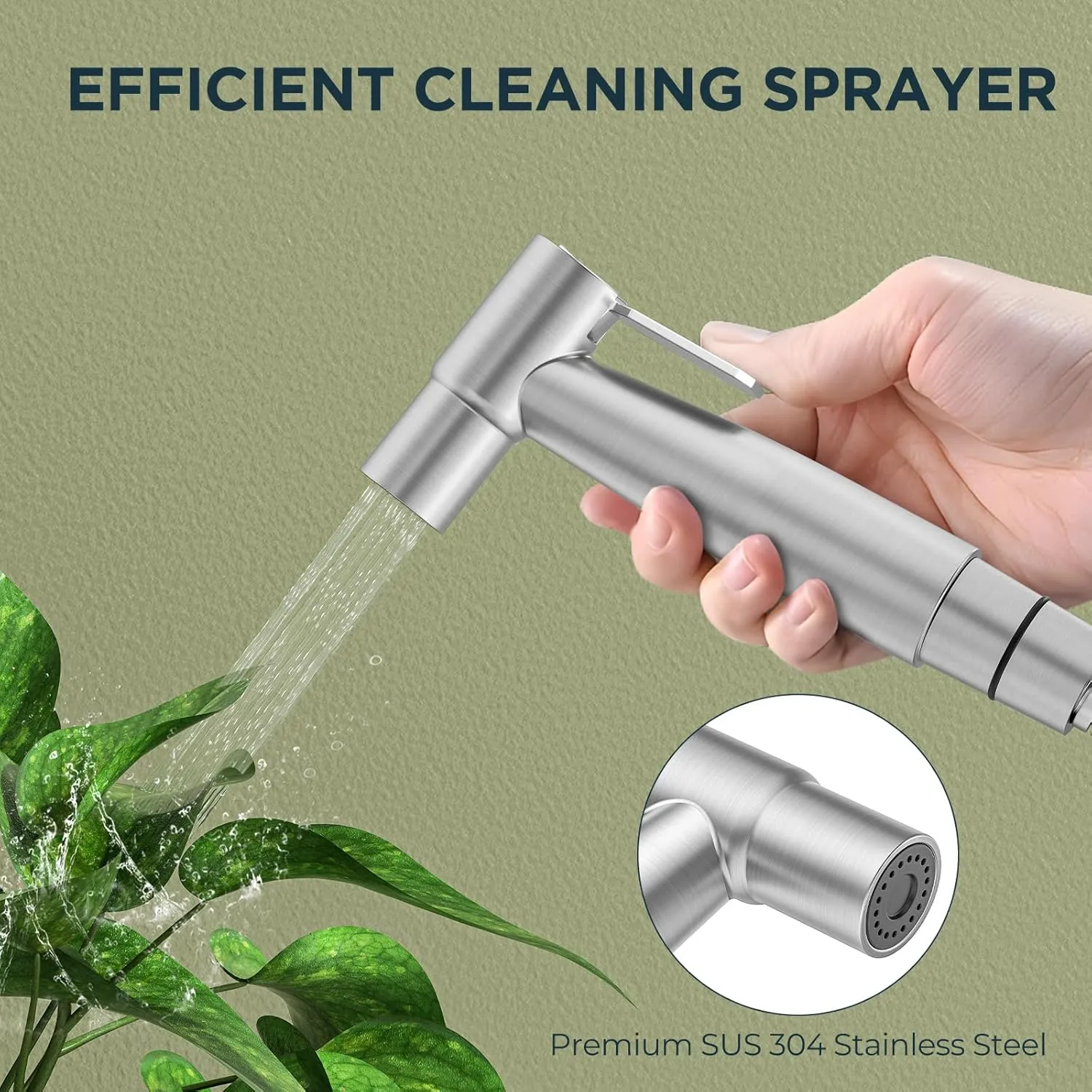 Handheld Bidet Sprayer for Toilet, Stainless Steel Handheld Jet Spray Bidet Kit with 47 inch Hose, Muslim Shower Faucet Sprayer, Bathroom Wall or Toilet Mounting, 1 Spray Mode