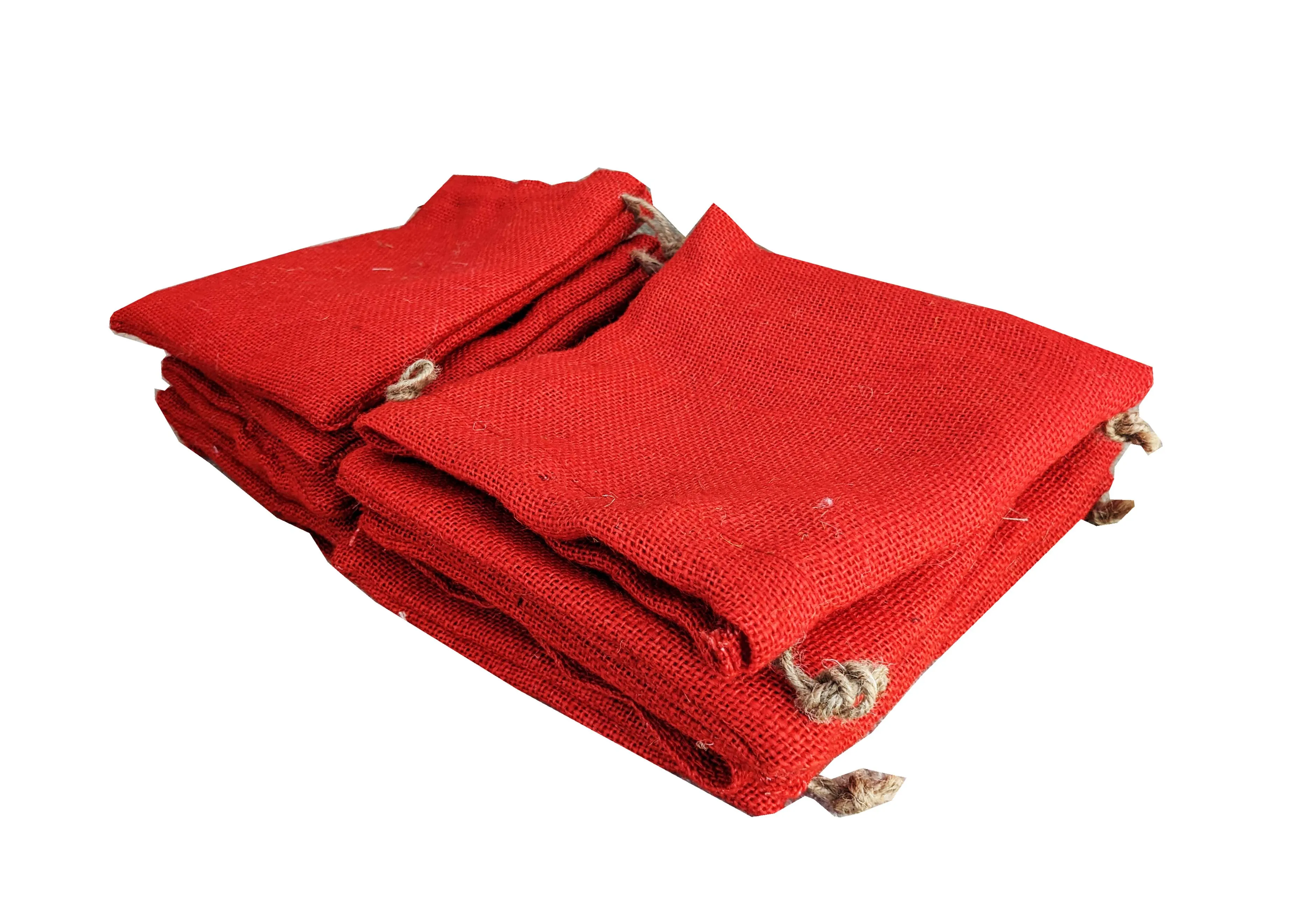 Handmakers Natural Red Jute Gift Potlis Bags for Gift Pouches 7x8 inch