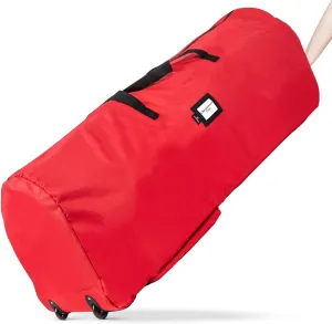 Handy Laundry Rolling Tree Storage Bag - For 7.5-Foot Artificial Christmas Holiday Tree. Zippered Bag, Carry Handles and Wheels for Easy Transport, Protects Against Dust, Insects, and Moisture (Red)