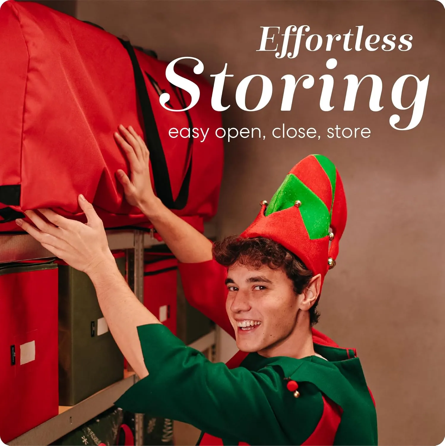Handy Laundry Rolling Tree Storage Bag - For 7.5-Foot Artificial Christmas Holiday Tree. Zippered Bag, Carry Handles and Wheels for Easy Transport, Protects Against Dust, Insects, and Moisture (Red)