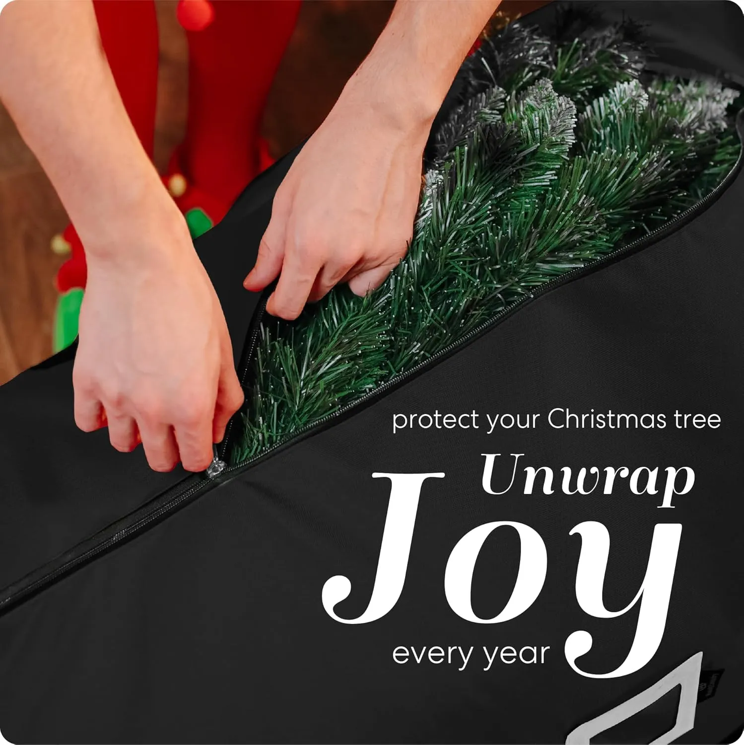 Handy Laundry - Rolling Tree Storage Bag - For 7.5-Foot Artificial Christmas Holiday Tree Zippered Bag, Carry Handles and Wheels for Easy Transport - Protects Dust, Insects, and Moisture (Black)