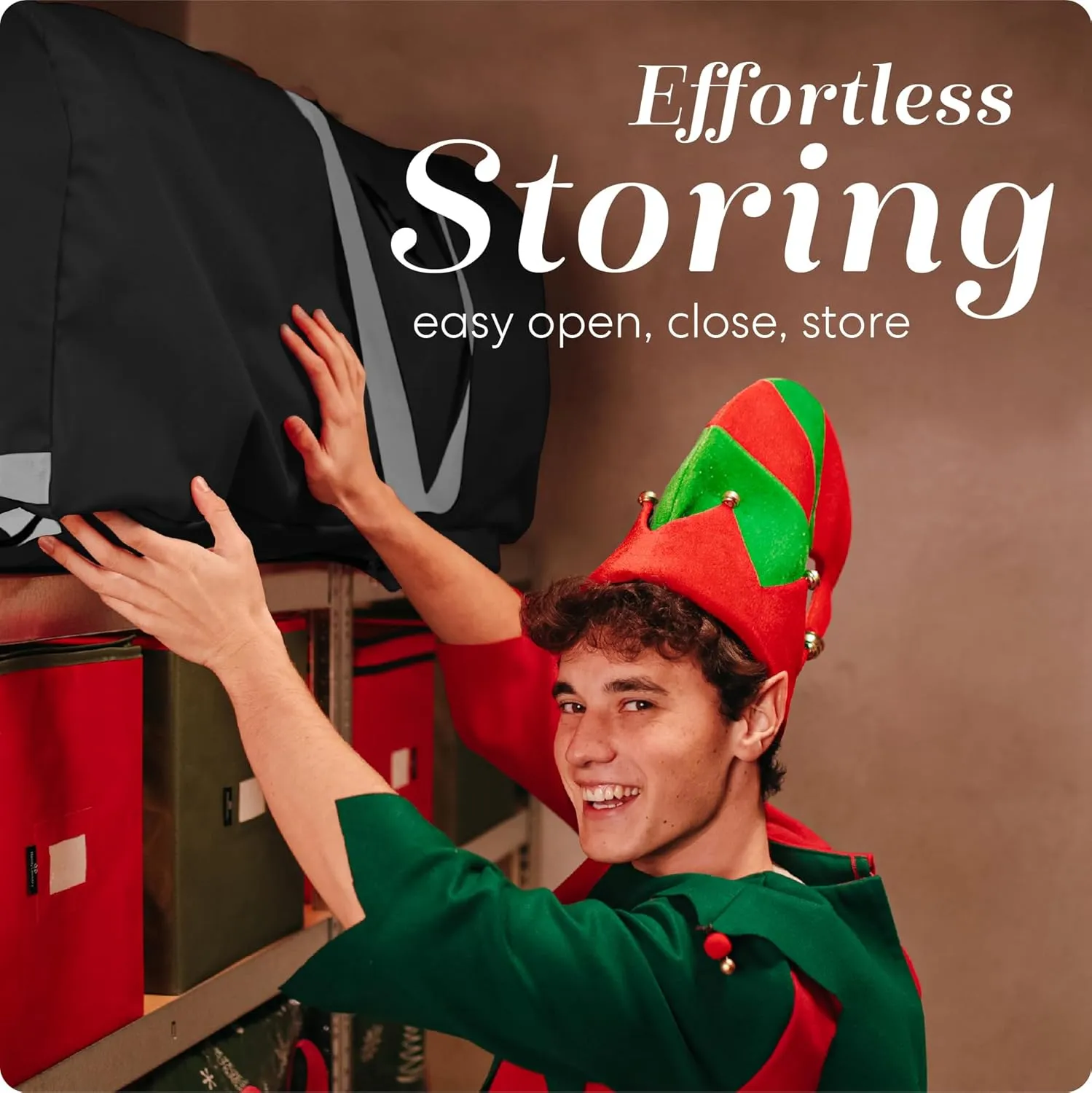 Handy Laundry - Rolling Tree Storage Bag - For 7.5-Foot Artificial Christmas Holiday Tree Zippered Bag, Carry Handles and Wheels for Easy Transport - Protects Dust, Insects, and Moisture (Black)