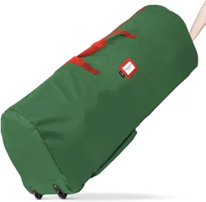 Handy Laundry Rolling Tree Storage Bag - For 7.5-Foot Artificial Christmas Holiday Tree, Zippered Bag, Carry Handles, Wheels for Easy Transport - Protects Against Dust, Insects, and Moisture (Green)