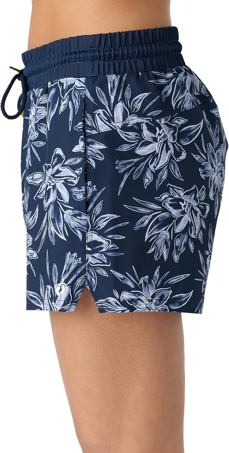 Hang Ten Womens Dockside Quick Dry Shorts - Hybrid Water Resistant Shorts for Women with Elastic Adjustable Waist