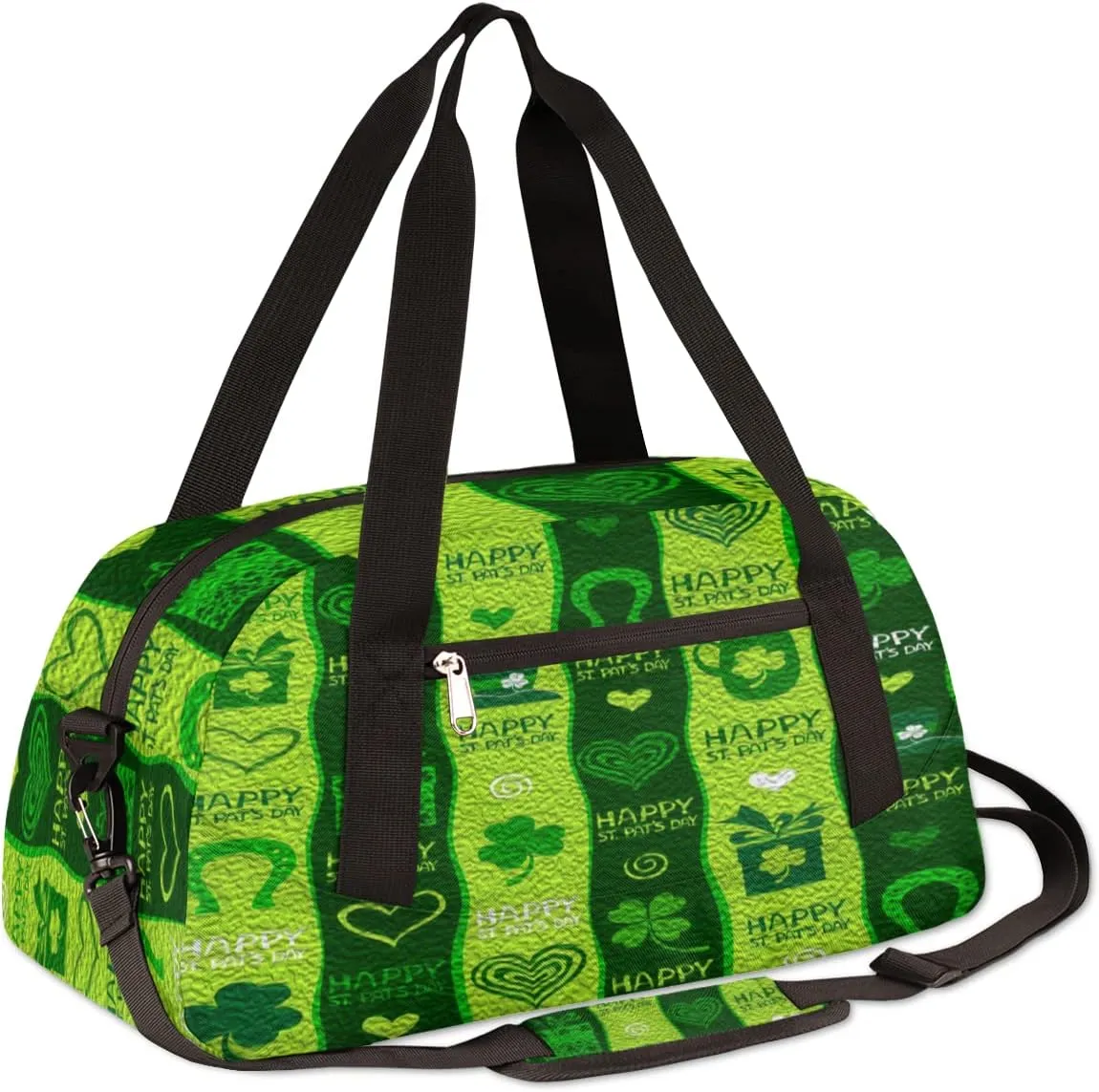 Happy St. Patrick's Day Shamrocks Clovers Kids Duffel Bag for Girls Boys Teens, Shamrocks Oil Painting Dance Bag Overnight Small Duffel Bag Carry On Weekend Sports Gym Travel Bag for School Practice Gymnastics Ballet