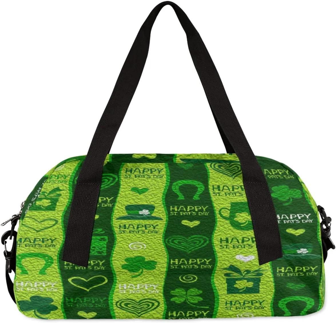 Happy St. Patrick's Day Shamrocks Clovers Kids Duffel Bag for Girls Boys Teens, Shamrocks Oil Painting Dance Bag Overnight Small Duffel Bag Carry On Weekend Sports Gym Travel Bag for School Practice Gymnastics Ballet