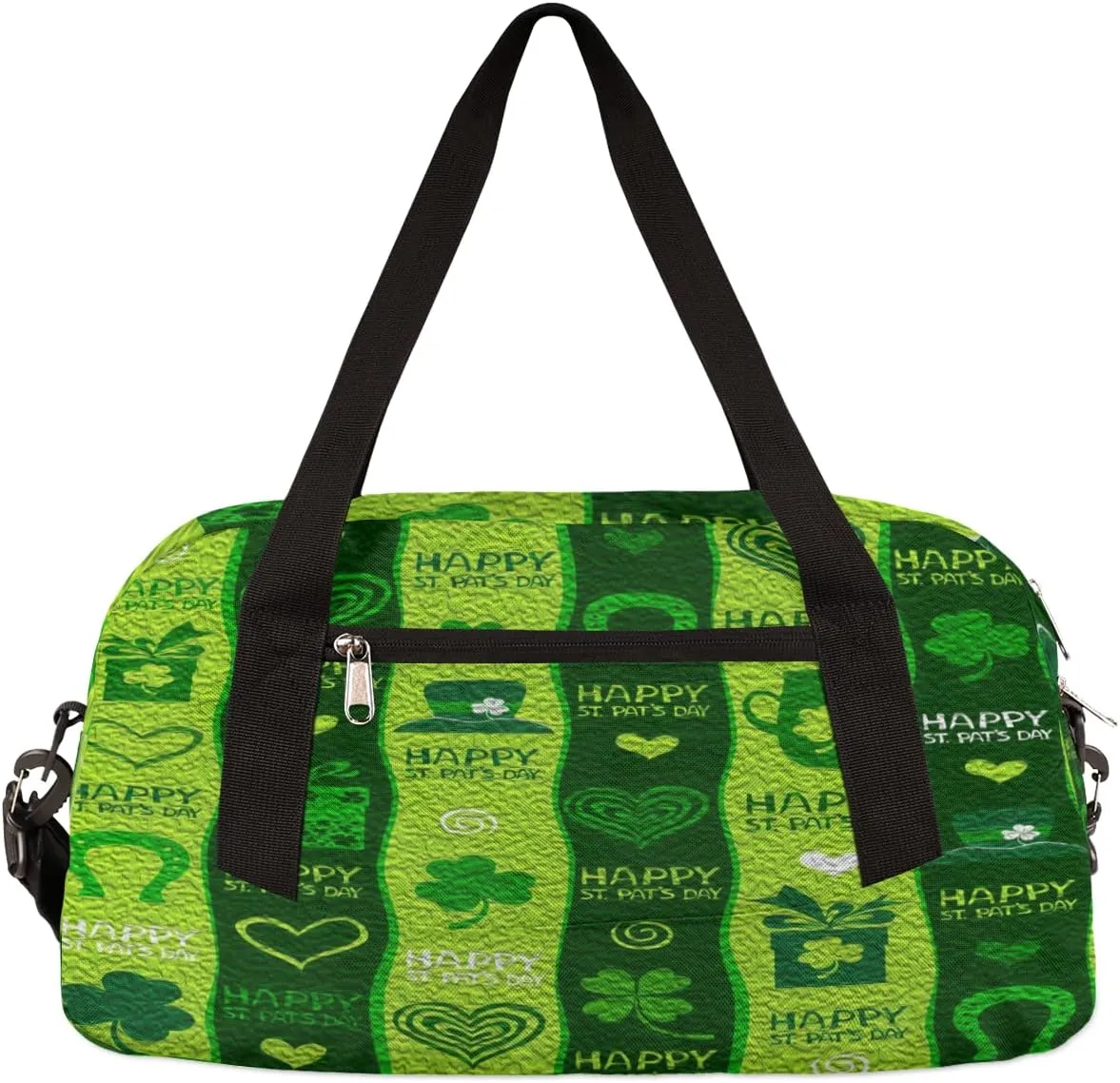 Happy St. Patrick's Day Shamrocks Clovers Kids Duffel Bag for Girls Boys Teens, Shamrocks Oil Painting Dance Bag Overnight Small Duffel Bag Carry On Weekend Sports Gym Travel Bag for School Practice Gymnastics Ballet