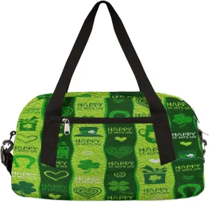 Happy St. Patrick's Day Shamrocks Clovers Kids Duffel Bag for Girls Boys Teens, Shamrocks Oil Painting Dance Bag Overnight Small Duffel Bag Carry On Weekend Sports Gym Travel Bag for School Practice Gymnastics Ballet