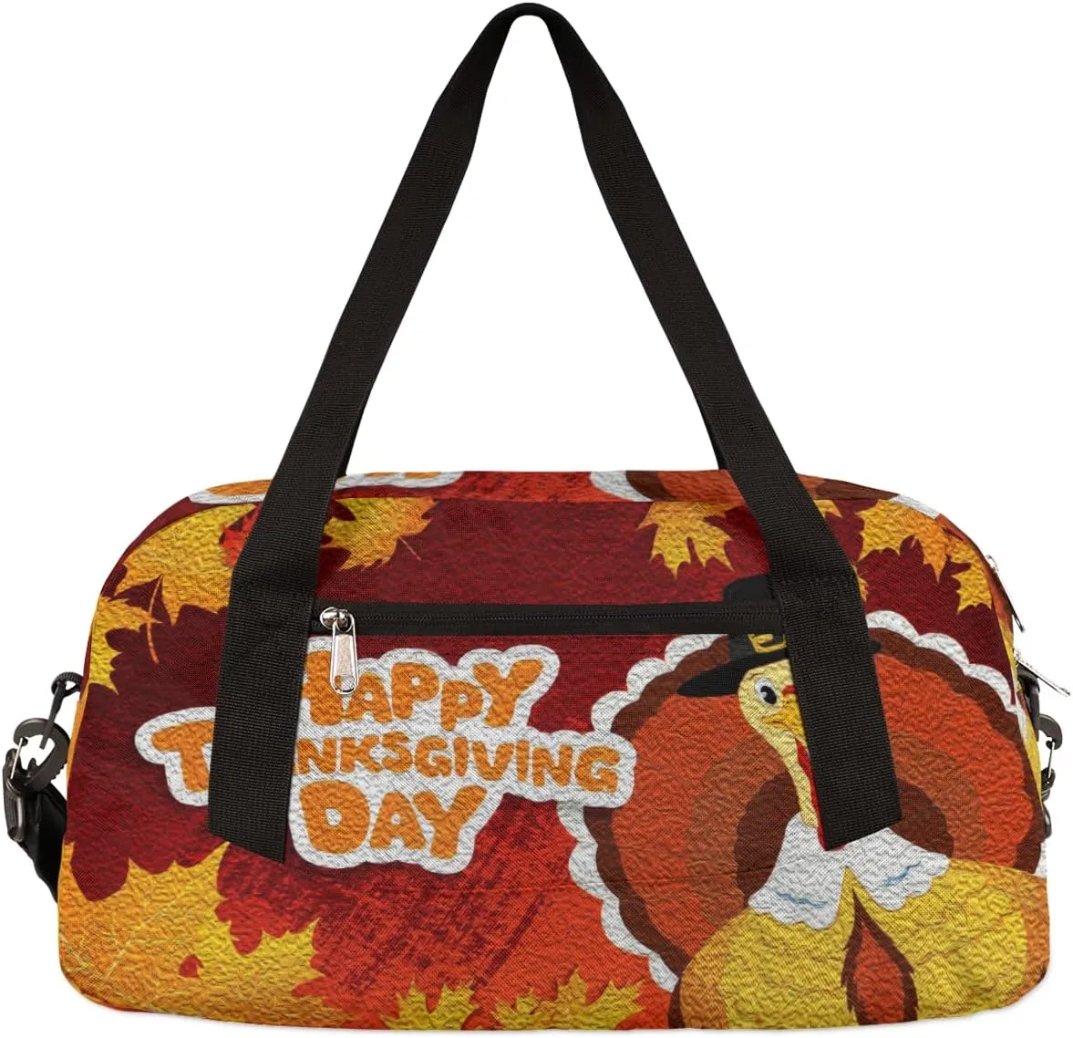 Happy Thanksgiving Day Kids Duffel Bag for Girls Boys Teens, Turkey Oil Painting Dance Bag Overnight Small Duffel Bag Carry On Weekend Sports Gym Travel Bag for School Practice Gymnastics Ballet