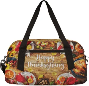 Happy Thanksgiving Turkey Pumpkins Kids Duffel Bag for Girls Boys Teens, Pumpkin Oil Painting Dance Bag Overnight Small Duffel Bag Carry On Weekend Sports Gym Travel Bag for School Practice Gymnastics Ballet