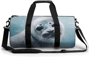 Harp Seal Painting Wallpaper Gym Bag for Men Women Water Resistant Duffle Bag Travel Lightweight Bag for Travel Sports