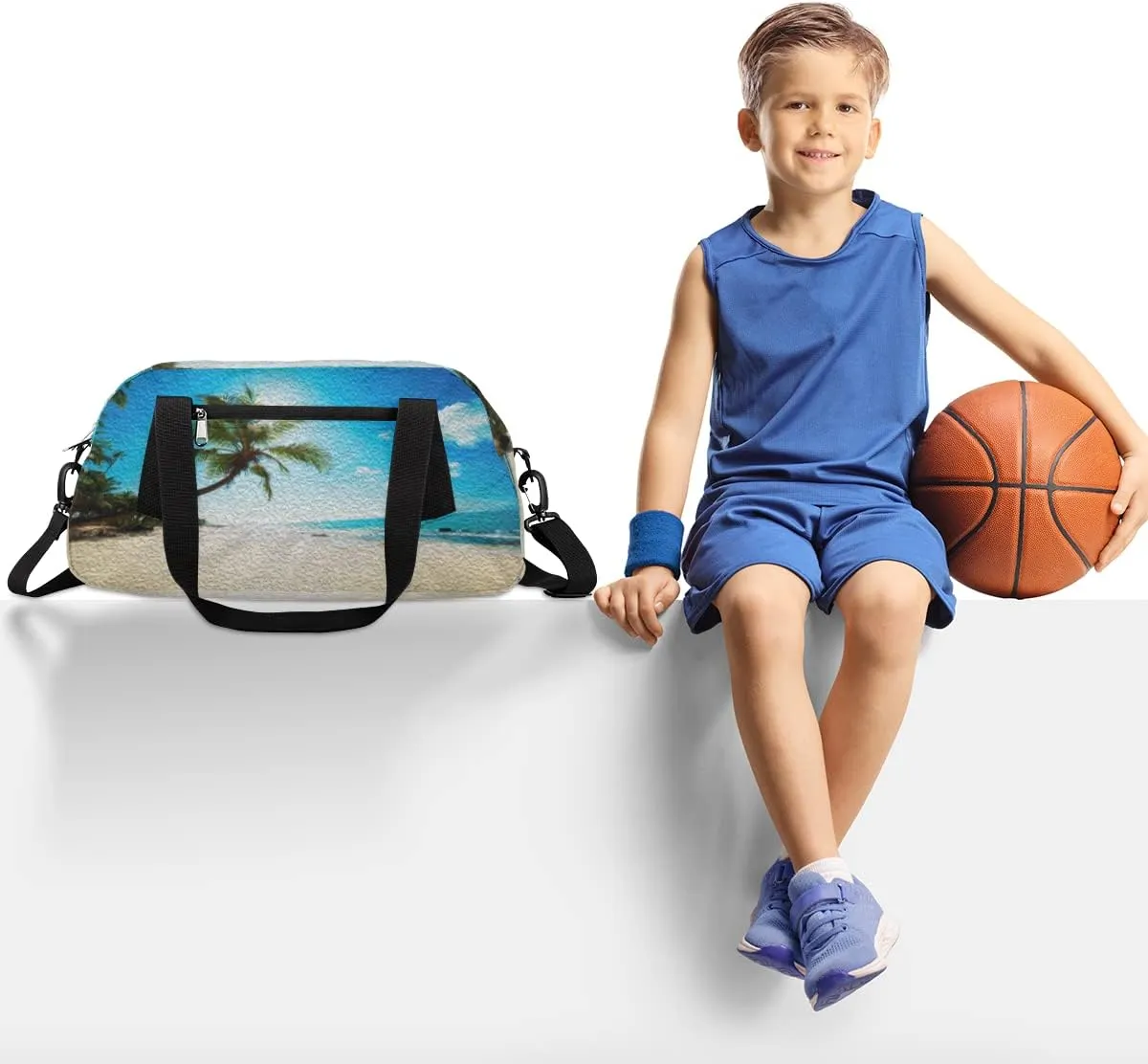 Hawaii Beach Kids Duffel Bag for Girls Boys Teens, Hawaii Oil Painting Dance Bag Overnight Small Duffel Bag Carry On Weekend Sports Gym Travel Bag for School Practice Gymnastics Ballet