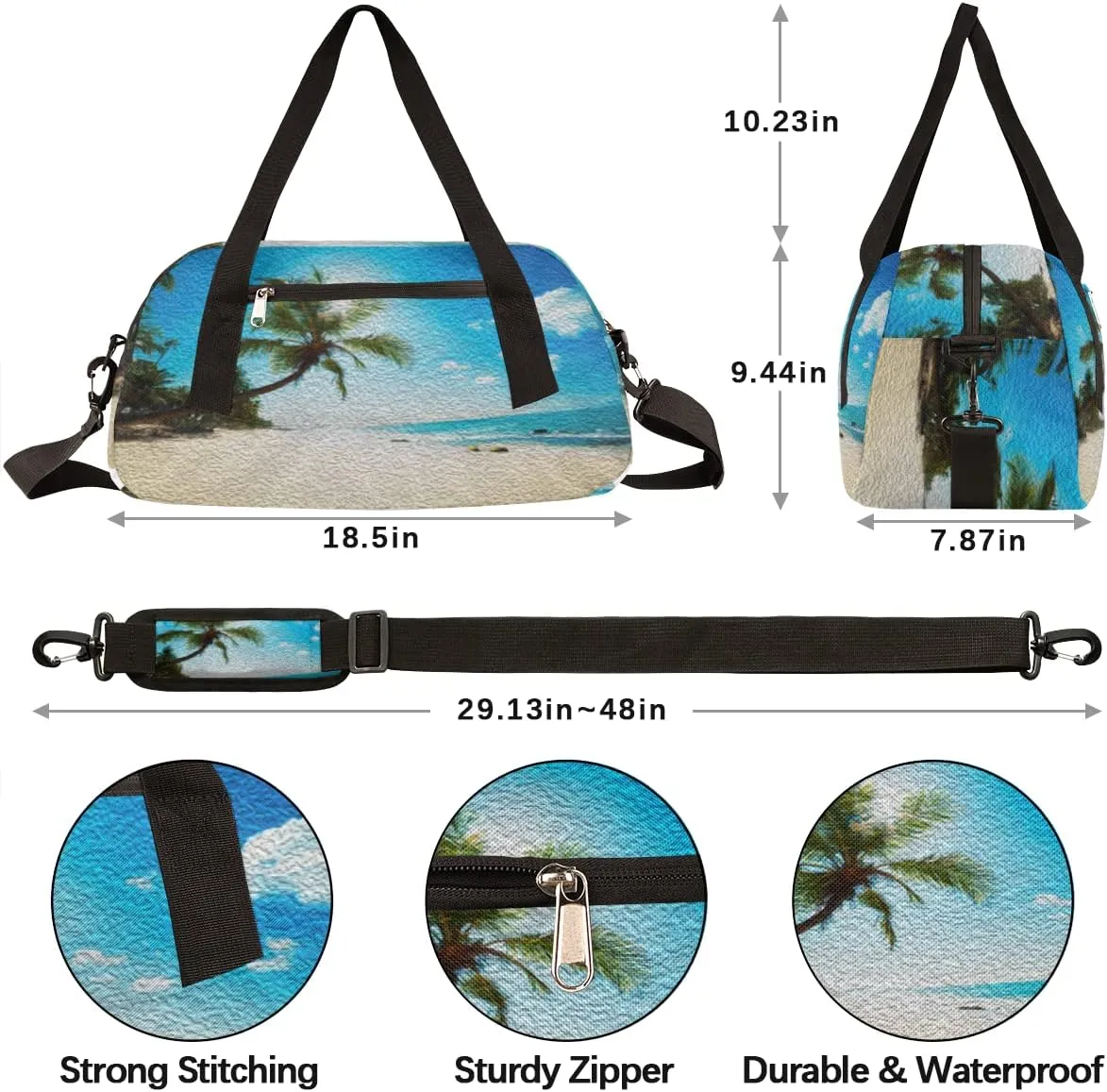 Hawaii Beach Kids Duffel Bag for Girls Boys Teens, Hawaii Oil Painting Dance Bag Overnight Small Duffel Bag Carry On Weekend Sports Gym Travel Bag for School Practice Gymnastics Ballet