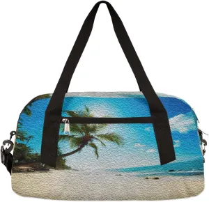 Hawaii Beach Kids Duffel Bag for Girls Boys Teens, Hawaii Oil Painting Dance Bag Overnight Small Duffel Bag Carry On Weekend Sports Gym Travel Bag for School Practice Gymnastics Ballet