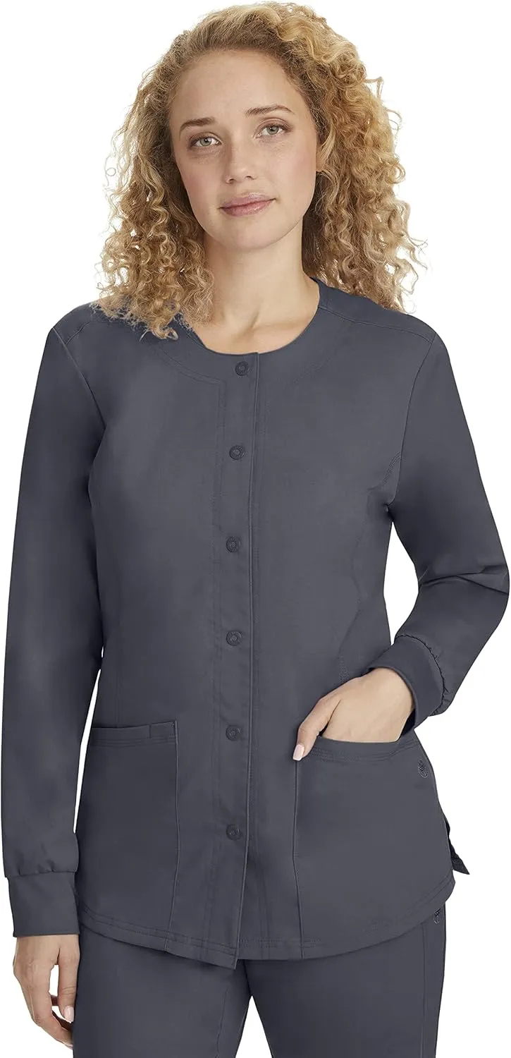 Healing Hands Women's Snap Front Scrub Jacket Daisy 2-Way Stretch Uniform 5063