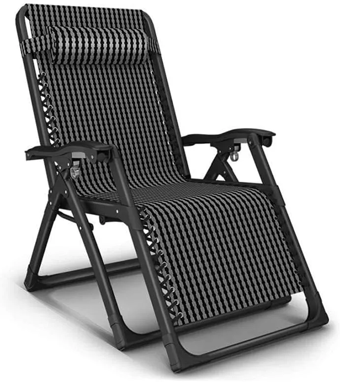 Heavy Duty Sun Lounger Chair, Folding Zero Gravity Recliner, Waterproof Metal Frame, Adjustable, for Outdoor, Office, Camping