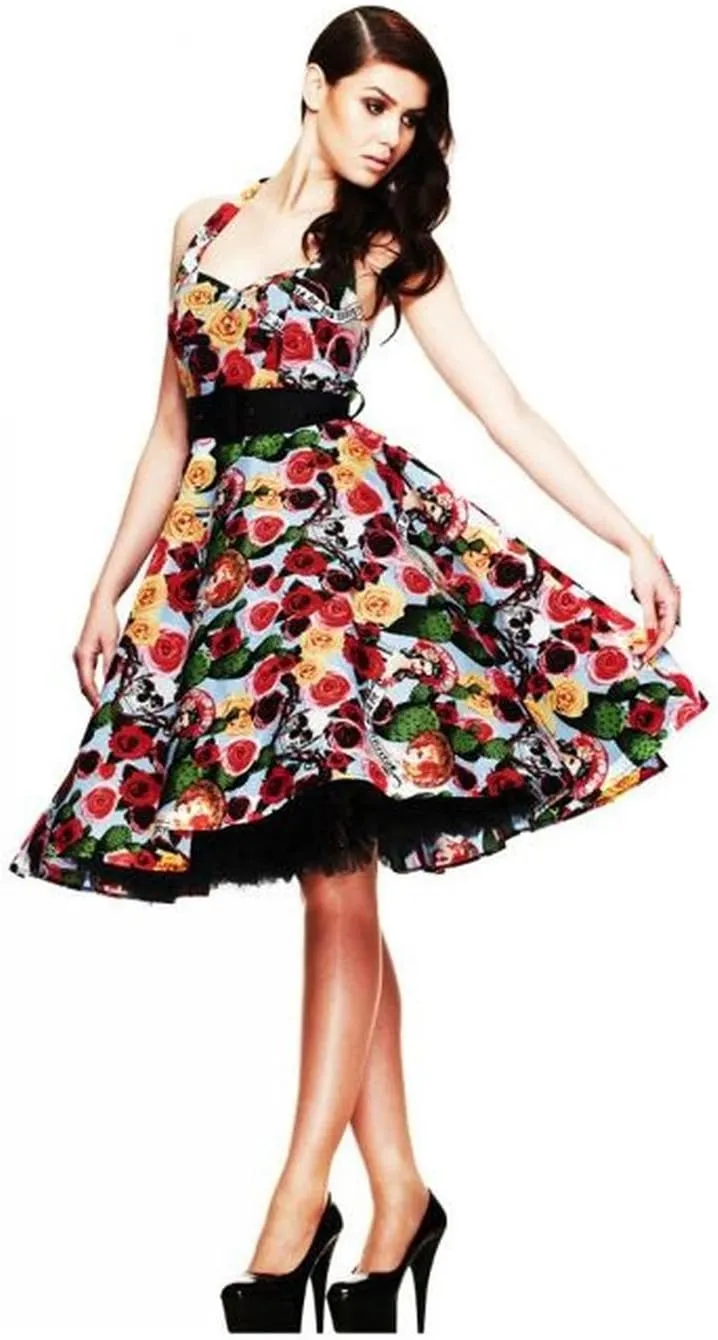 Hell Bunny Mexico 50's Calavera Day of The Dead Sugar Skull Dress
