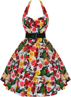 Hell Bunny Mexico 50's Calavera Day of The Dead Sugar Skull Dress