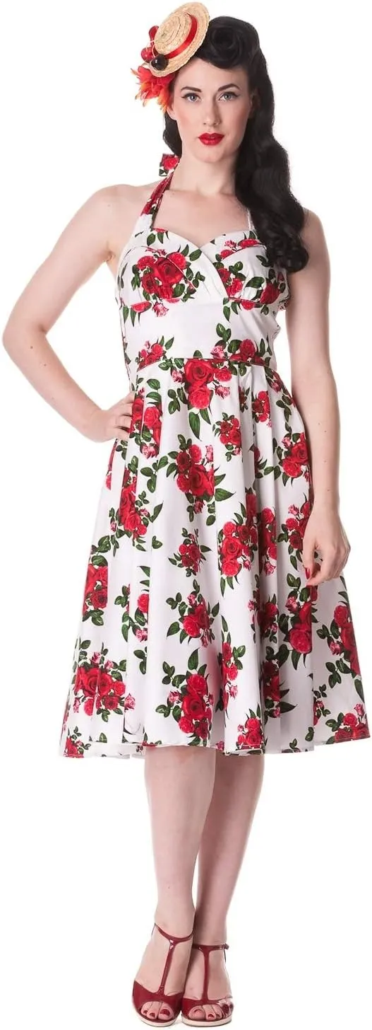 Hell Bunny Retro Roses Rockabilly 50s Cannes Swing Dress