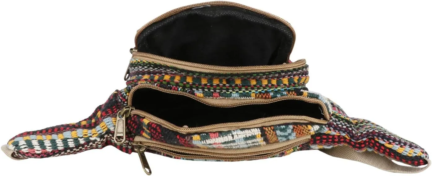 Hemp Fanny Pack,Adjustable Waist and Multiple Pockets,Waist Bag & for all purpose (Multicolored)