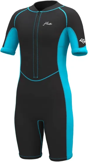 Hevto Kids Wetsuit Shorty for Boys Toddler Girls Youth 2mm Neoprene Thermal Wet Suit Front Zip for Swimming Snorkeling Surfing Diving