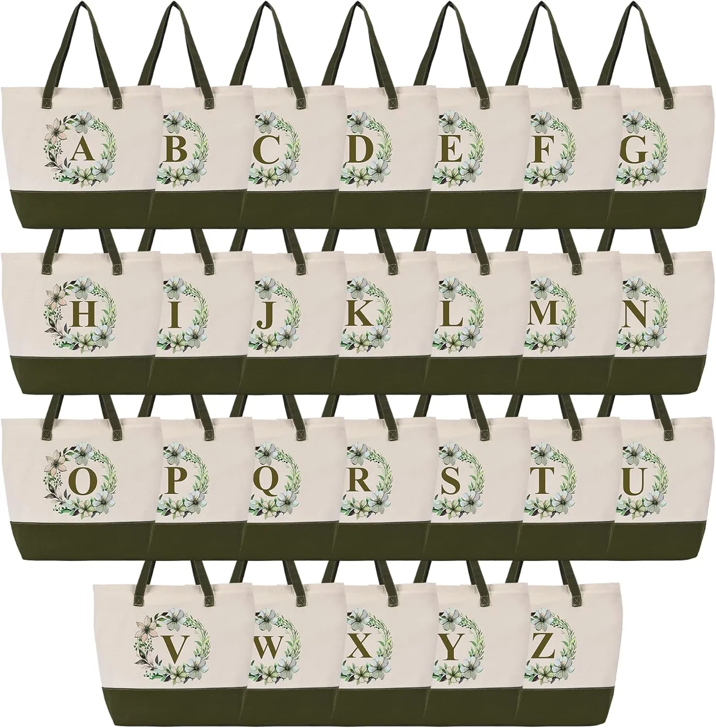 HIFA Initial Tote Bag for Women, Personalized Canvas Tote Bag -Durable Cotton, Zipper, Inner Pocket-Multipurpose Shoulder Bag