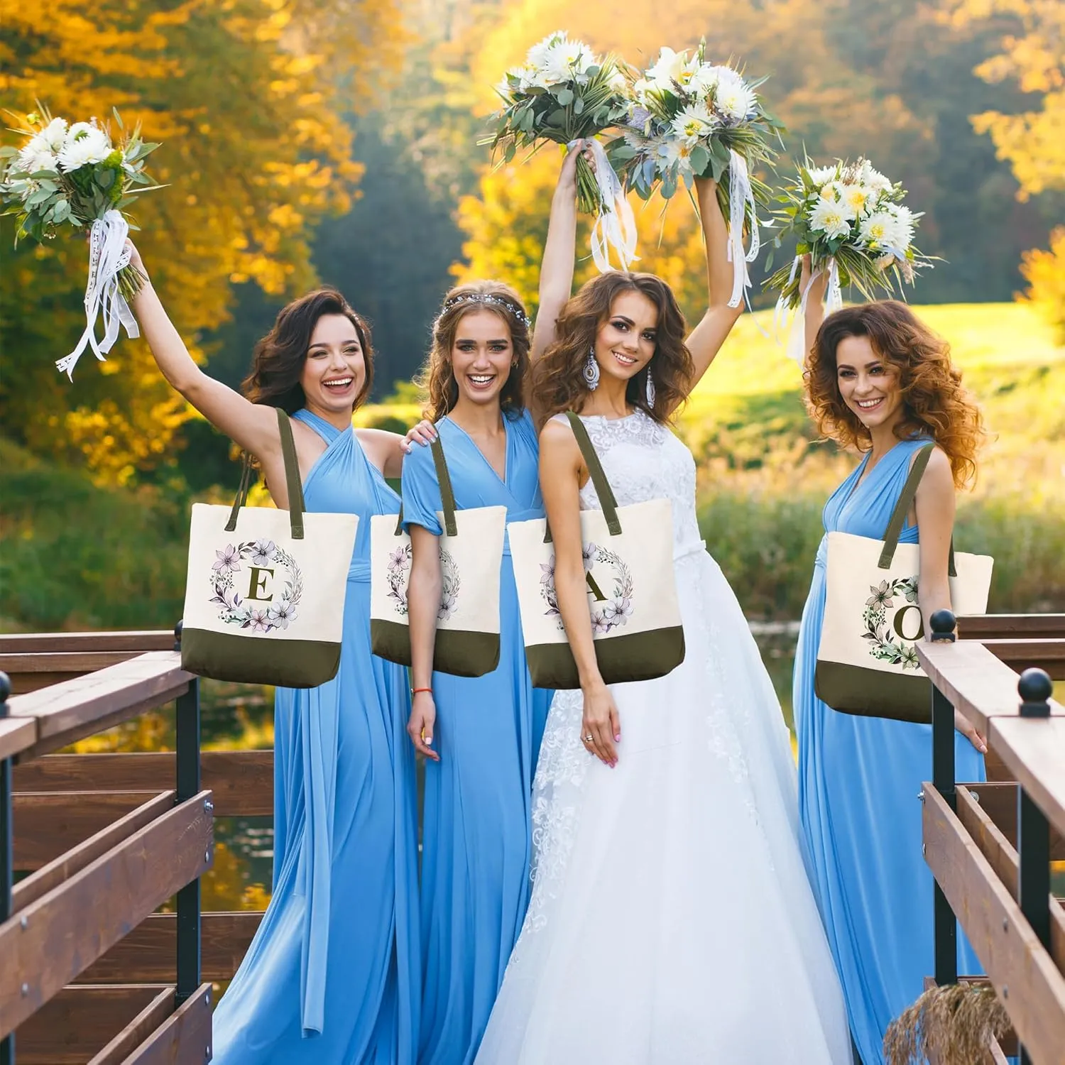 HIFA Initial Tote Bag for Women, Personalized Canvas Tote Bag -Durable Cotton, Zipper, Inner Pocket-Multipurpose Shoulder Bag