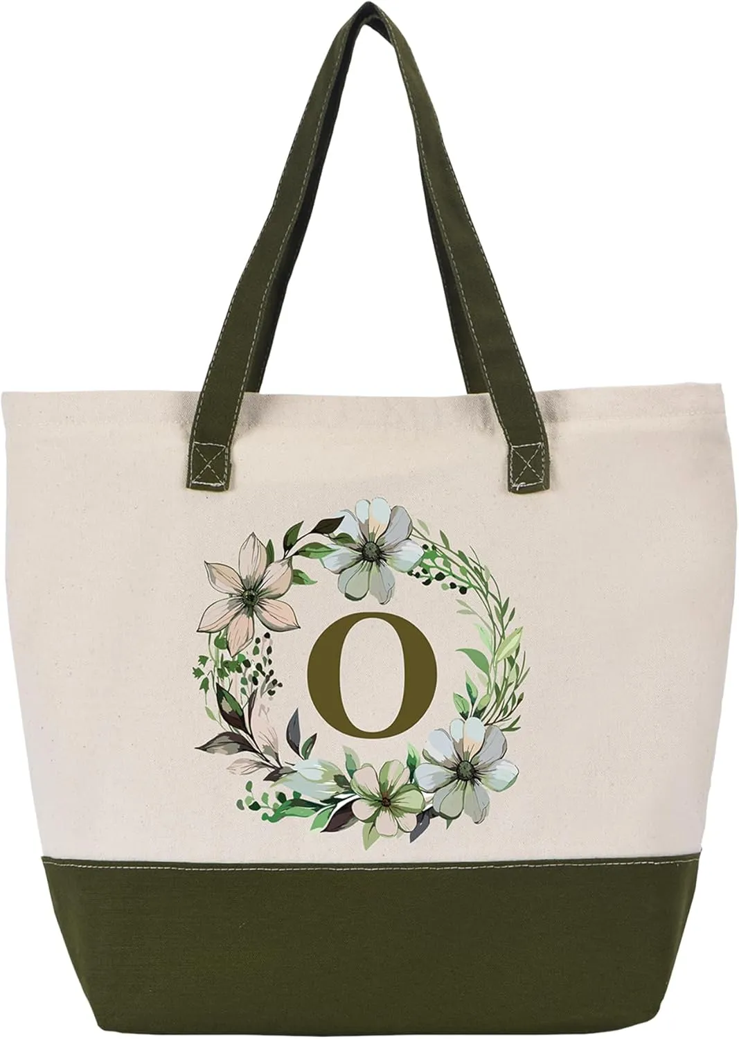 HIFA Initial Tote Bag for Women, Personalized Canvas Tote Bag -Durable Cotton, Zipper, Inner Pocket-Multipurpose Shoulder Bag