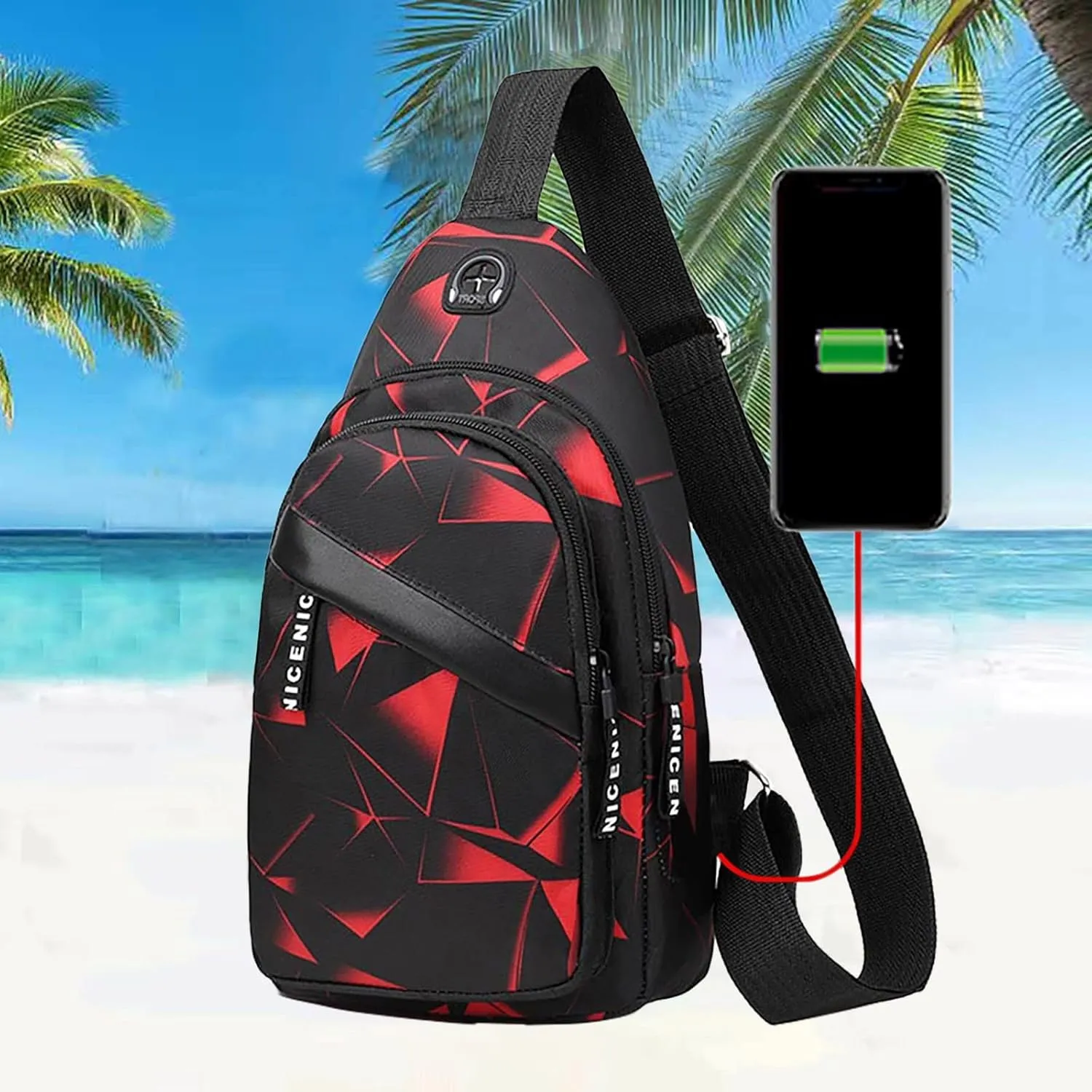 Hiking Backpack for Men Women Shoulder Bags with Zipper Pocket Adjustable Strap Womens Trendy Cute Bag(Red)