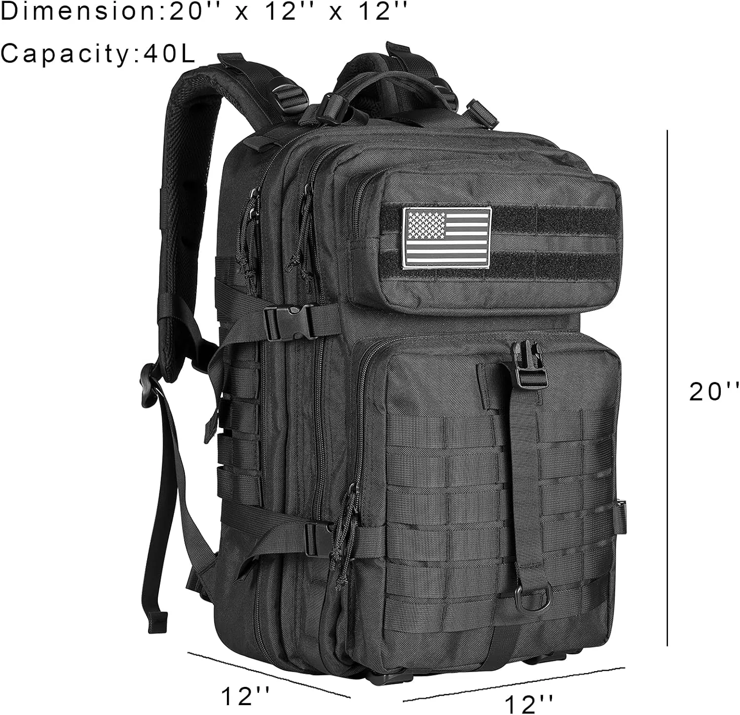 Himal Outdoors Military Tactical Backpack - Large Army 3 Day Assault Pack Molle Bag Rucksack,40L