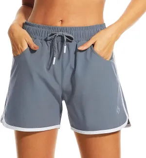 HODOSPORTS Women's 4" Swim Shorts Quick Dry Board Shorts Swimsuit Bottom with Pockets