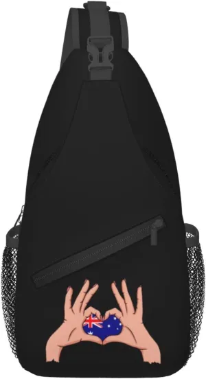 Holding Love In Your Hands Flag Of Australia Crossbody Bags For Women Men Chest Backpack Gym Shoulder Bag Travel Outdoor Sports Casual Crossbody Bags