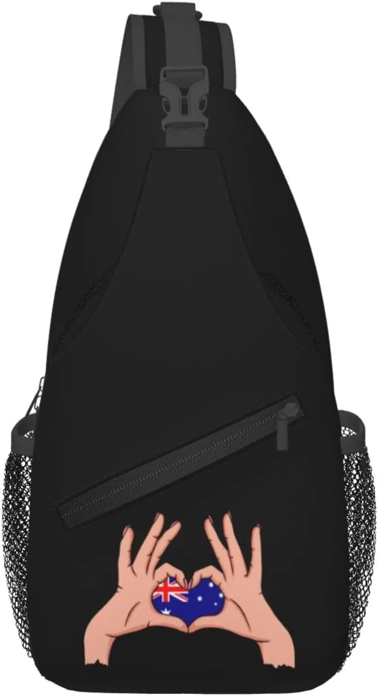 Holding Love In Your Hands Flag Of Australia Crossbody Bags For Women Men Chest Backpack Gym Shoulder Bag Travel Outdoor Sports Casual Crossbody Bags