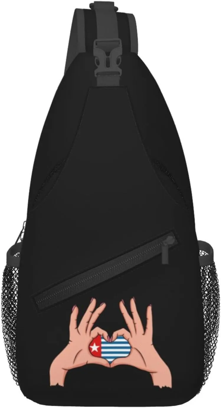 Holding Love In Your Hands Morning Star Flag Crossbody Bags For Women Men Chest Backpack Gym Shoulder Bag Travel Outdoor Sports Casual Crossbody Bags