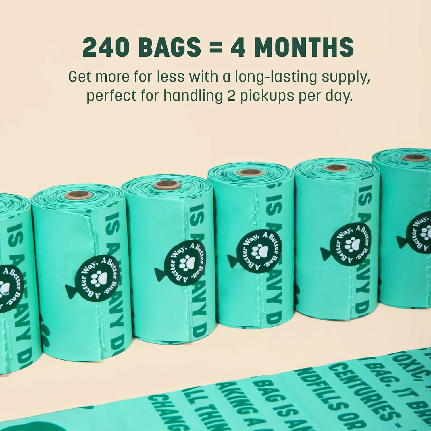 HoldOn Pet Waste Bags - Unscented Leak Proof & Tear Resistant Dog Poop Bags Extra Thick Durable (2 Pack)