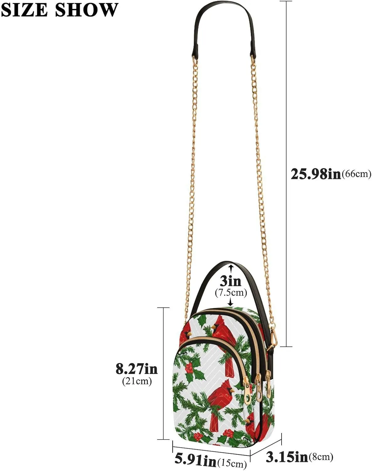 Holiday Festive Cell Phone Purse Crossbody Handbag Durable Shoulder Bag Travel Pouch