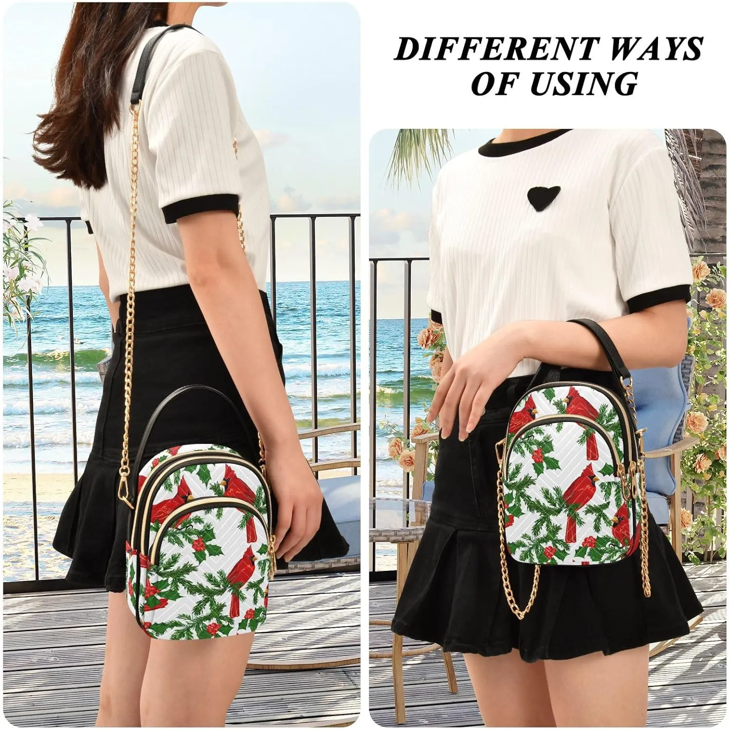 Holiday Festive Cell Phone Purse Crossbody Handbag Durable Shoulder Bag Travel Pouch