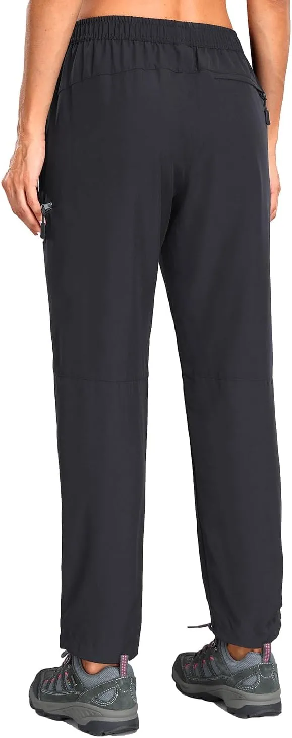 Holipick Women's Hiking Pants Lightweight Quick Dry Water Resistant Elastic Waist Outdoor Camping Travel Cargo Zipper Pockets