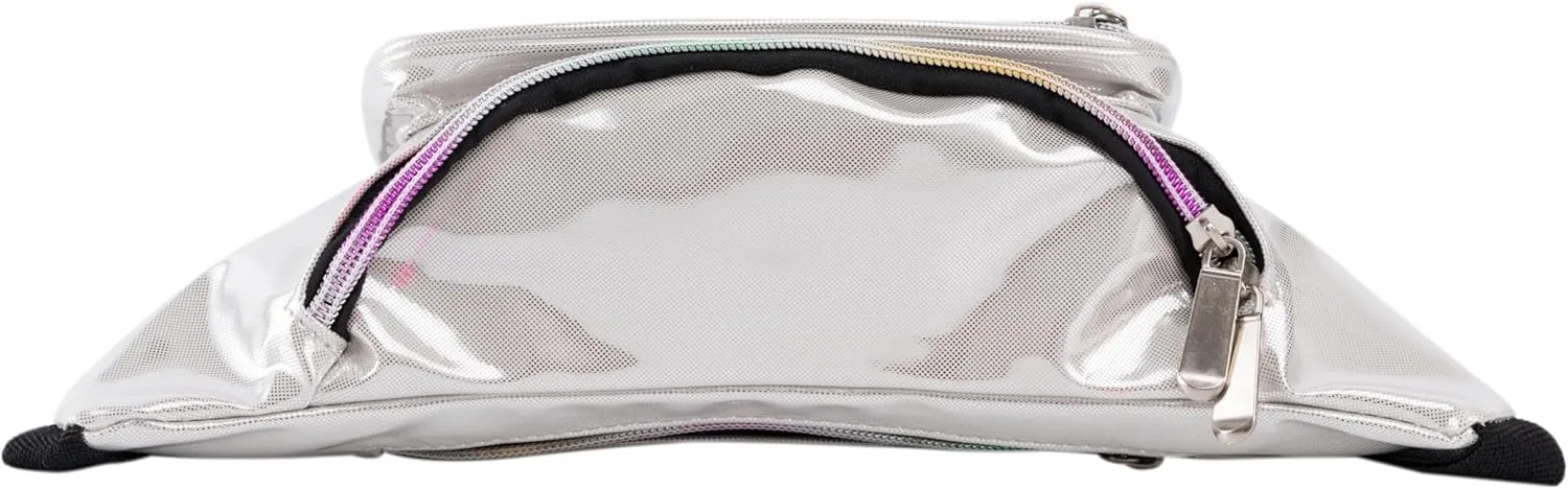 Holographic 80s 90S Rave Stars Neon Transparent Gravel Fanny Pack for Women - Great Waist Pack for Games, Concerts, Rave, Festival, Travel