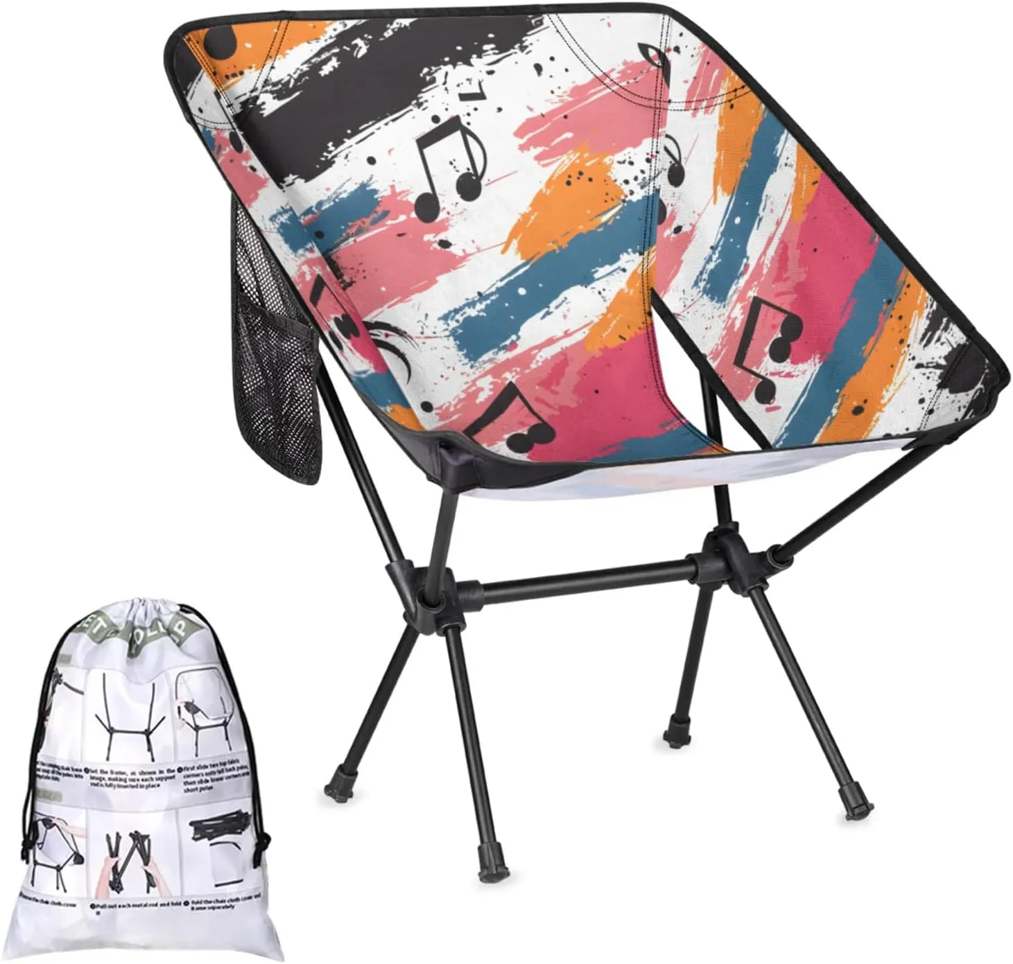 Honeybaby Folding Camping Chair Note Music Camping Chairs Lightweight Portable Chair Outdoor Foldable Chairs for Camping Travel Picnic Beach Hiking