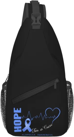 Hope For A Cure Alopecia Awareness Crossbody Bags For Women Men Chest Backpack Gym Shoulder Bag Travel Outdoor Sports Casual Crossbody Bags