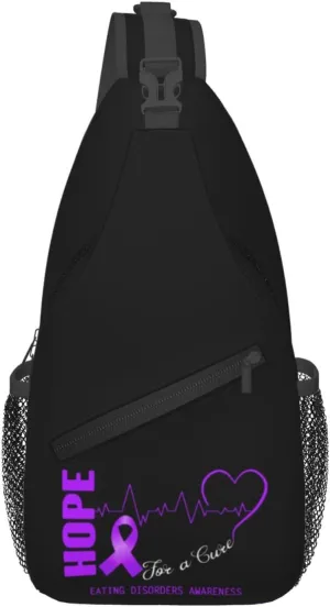 Hope For A Cure Eating Disorders Awareness Crossbody Bags For Women Men Chest Backpack Gym Shoulder Bag Travel Outdoor Sports Casual Crossbody Bags