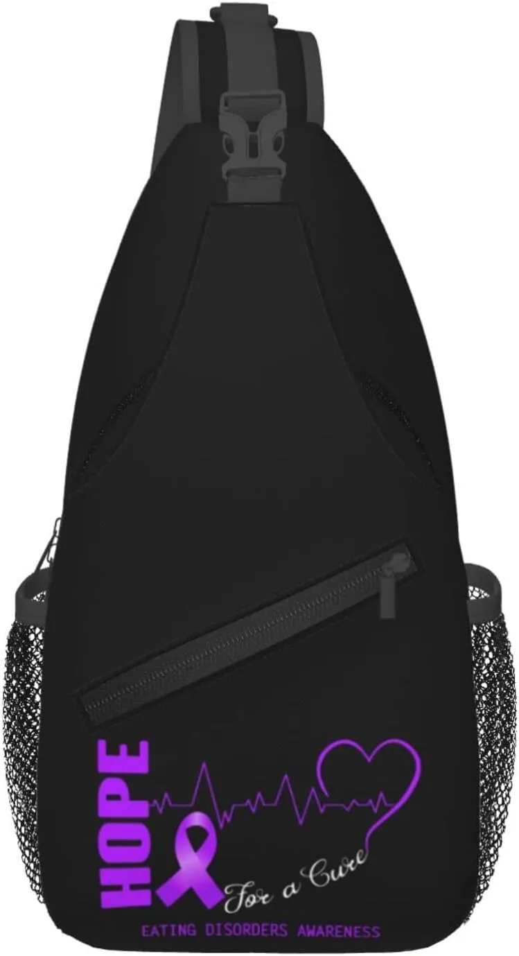 Hope For A Cure Eating Disorders Awareness Crossbody Bags For Women Men Chest Backpack Gym Shoulder Bag Travel Outdoor Sports Casual Crossbody Bags