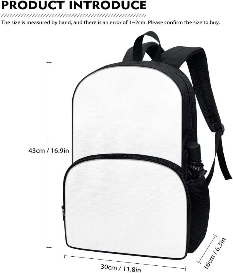 Horeset Dinosaur Print Backpack for Boys Girls School Bag with Lunch Box Water Bottle Bag(3 in 1), Casual Rucksack Elementary School Bookbag for Camping Outdoor