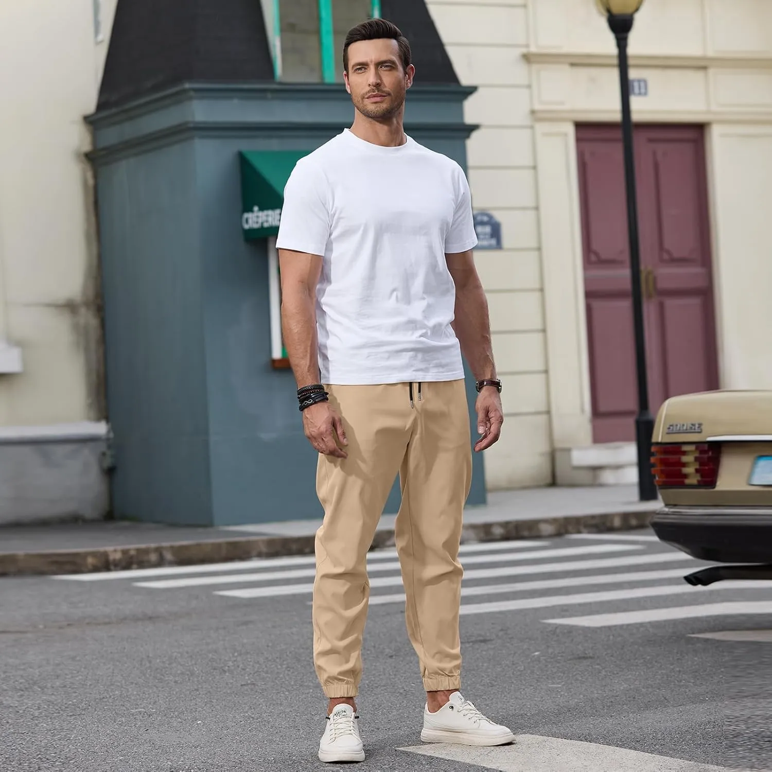 HOTake Men's Joggers Casual Lightweight Elastic Waist Drawstring Hiking Chino Pants Men