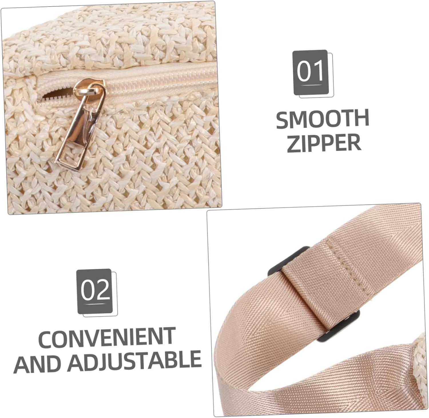 Housoutil Waist Bag for Women Straw Crossbody Bag Mini Fanny Pack Chest Storage for Summer Outfits